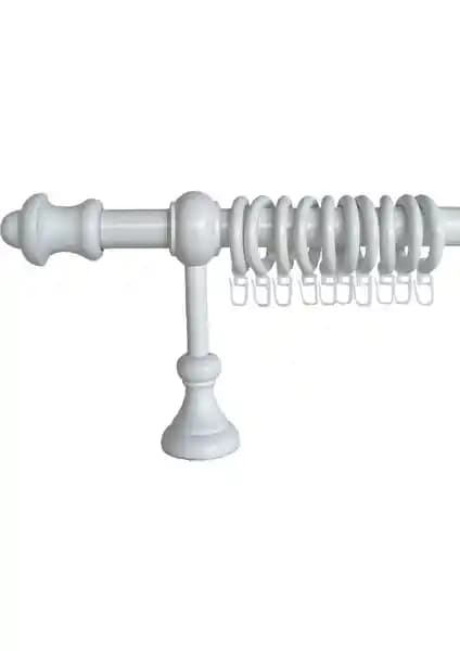 Halim Perdesan 125 cm Beyaz Ahşap Rustik Perde Askısı - Dayanıklı ve Estetik Tasarım