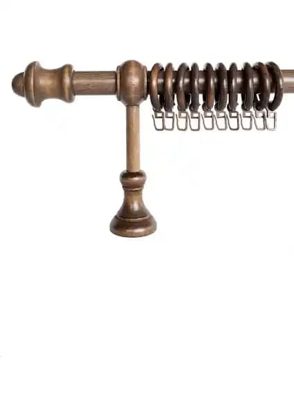 Halim Perdesan 125 cm Ceviz Koyu Kahve Ahşap Rustik Perde Askısı ve Ray Sistemi