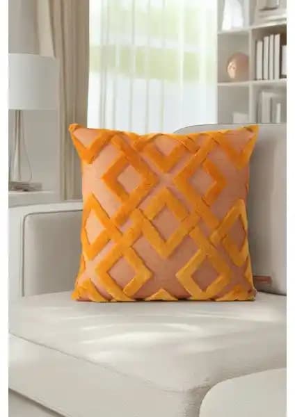 Hamur Bohem Tasarım Punch Panç Desen Dekoratif Kırlent Kılıfı Mila Hardal 43x43 cm