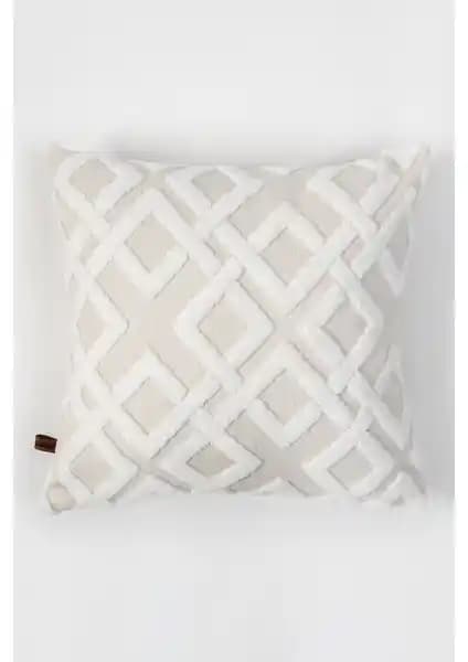 Hamur Bohem Tasarım Punch Panç Desenli Dekoratif Kırlent Kılıfı Mila Ekru