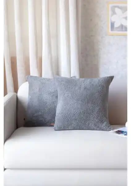 Hamur Iskandinav Bohem Teddy Puffy Gri Kırlent Kılıfı Modern ve Sıcak Dekorasyon İçin