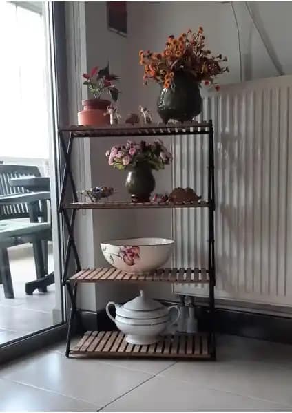 Hatti Tasarım Çok Amaçlı Organizer Raf Sistemi Metal ve Ahşap Kombinasyonu