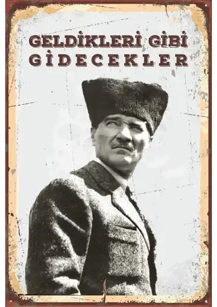 Hayat Poster Atatürk Retro Vintage Ahşap Duvar Dekoru 20x30 cm dayanıklı ve şık tasarım