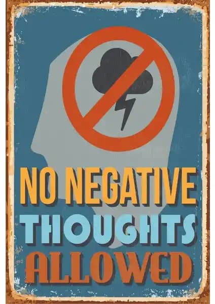 Hayat Poster Olumsuz Düşünceler Yasak Retro Vintage Ahşap Poster Dekoratif ve Motivasyonel Tasarım