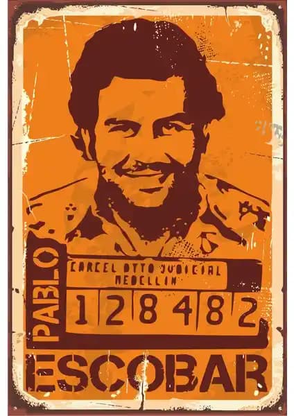 Hayat Poster Pablo Escobar Retro Vintage Ahşap Duvar Dekoru 20x30 cm