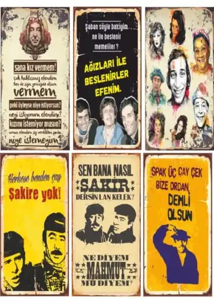 Hayat Poster Yeşilçam Retro Ahşap Poster Seti Dekoratif ve Nostaljik Tasarım