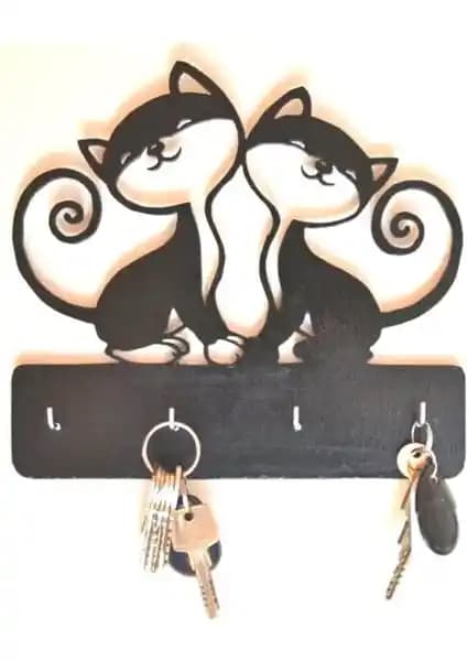 Hellove Dekoratif Ahşap Kedi Anahtar Askılığı Modern ve Şık Tasarımıyla Ev ve Ofis Dekorasyonuna Uyum Sağlar