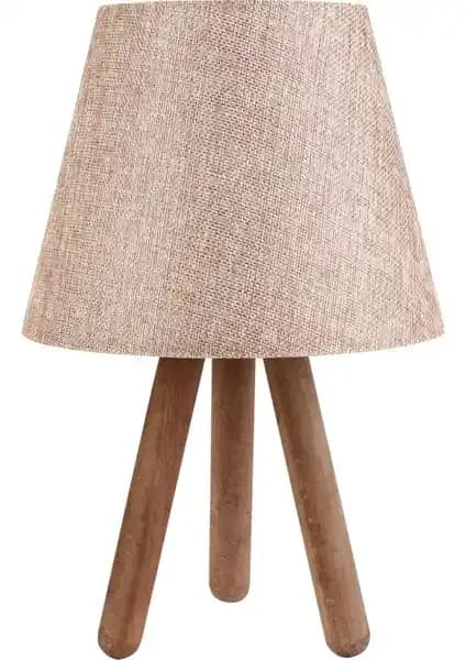 Hepsi Home Luce Üç Ayaklı Ahşap Abajur Gülkurusu Renk Seçeneğiyle Şık ve Fonksiyonel Tasarım