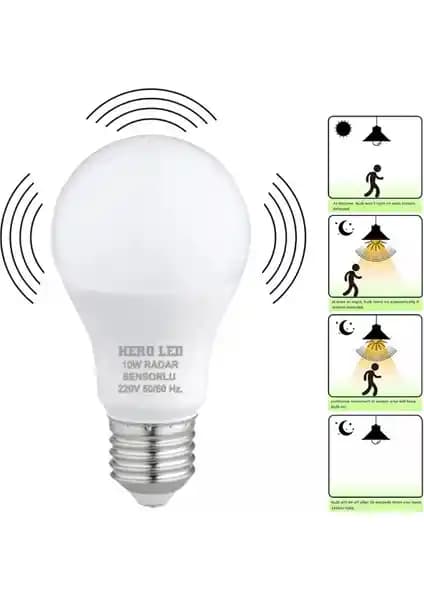 Hero Led 10 Watt Radar Sensörlü LED Ampul: Enerji Tasarruflu ve Otomatik Aydınlatma Çözümü