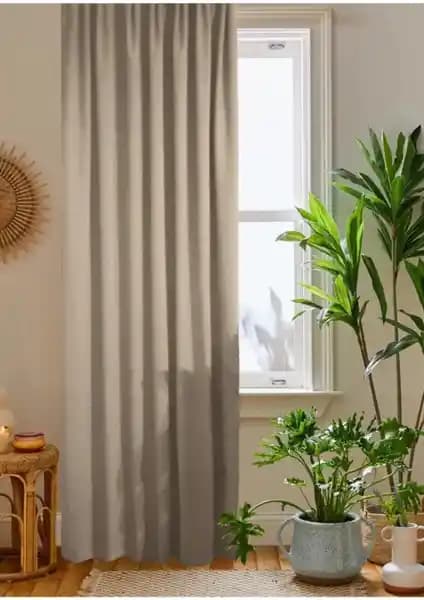 Home Color Bej Rengi Petek Kadife Dokulu Fon Perde Modern ve Dayanıklı Tasarımıyla Ev Dekorasyonuna Şıklık Katıyor