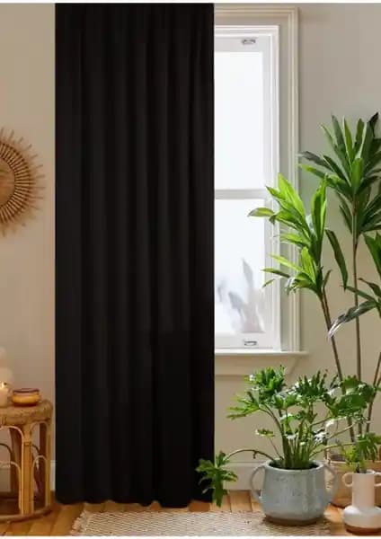 Home Color Home Siyah Petek Kadife Dokulu Fon Perde Estetik ve Fonksiyonel Kullanım İçin Uygun