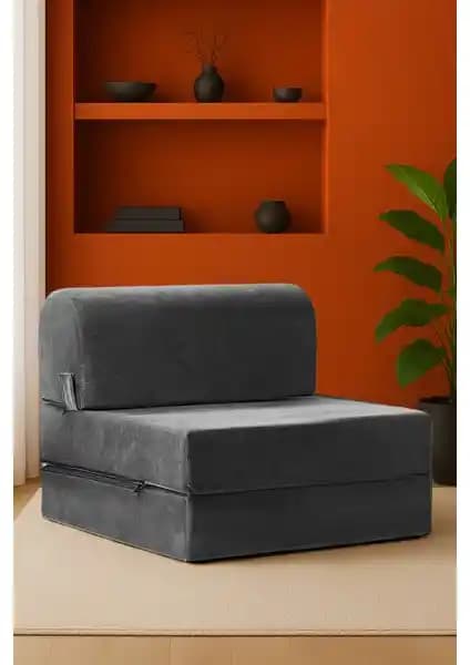 Homedius Magic Tek Kişilik Katlanır Yataklı Koltuk Antrasit Modern Tasarım Mobilya