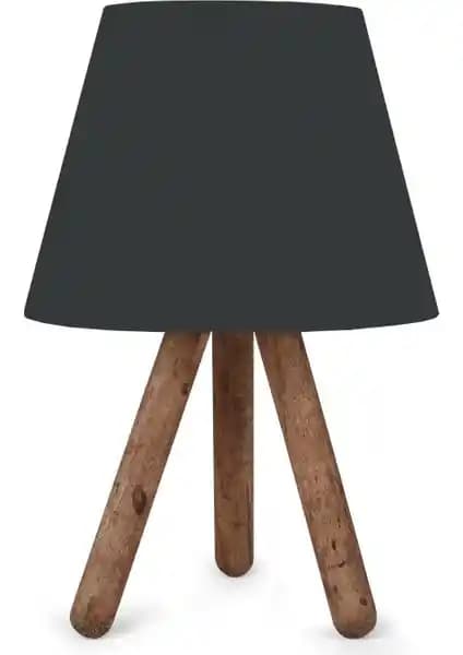 Homing Kumaş Üç Ayaklı Ahşap Abajur Modern ve Fonksiyonel İç Mekan Aydınlatması