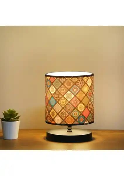 Homing Tasarım Mini Abajur Çini Desenli AYD-3248 Şık ve Fonksiyonel Dekoratif Aydınlatma Ürünü