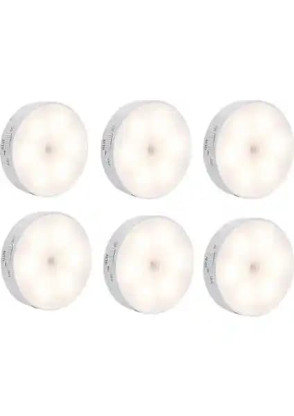 Hubstein 6'lı Hareket Sensörlü USB Şarj Edilebilir LED Işık Seti Ev ve Ofis Kullanımı İçin