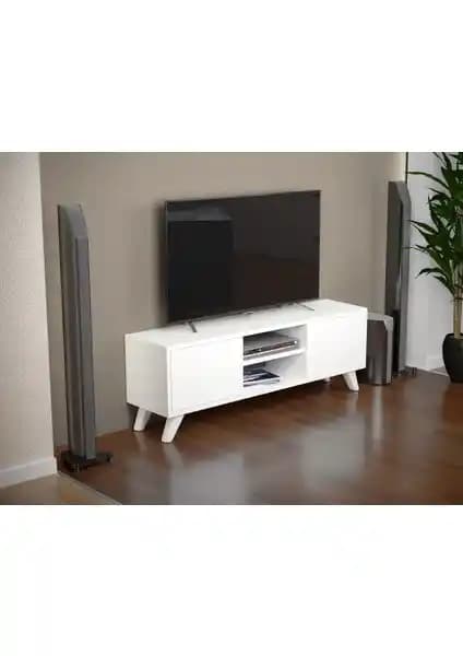 IRMAK TV Sehpası Beyaz Modern ve Dayanıklı Tasarım ile Ev Dekorasyonunu Tamamlar