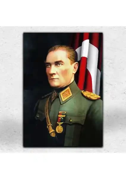 İyi Olsun Atatürk Portresi Askeri Üniformalı Kanvas Tablo Modern Dekorasyon İçin