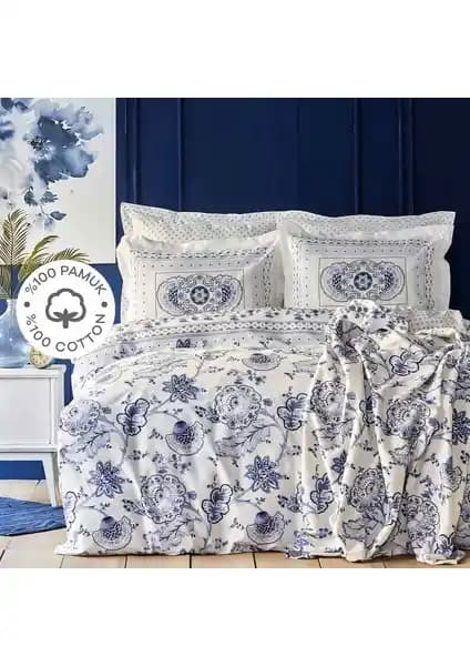 Karaca Home Amar Mavi %100 Pamuk Çift Kişilik Nevresim Takımı Yatak Odası Dekorasyonu İçin Şık ve Dayanıklı