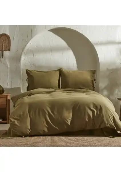 Karaca Home Haki Renkli 4 Element Çift Kişilik Nevresim Takımı Modern ve Sağlıklı Uyku İçin