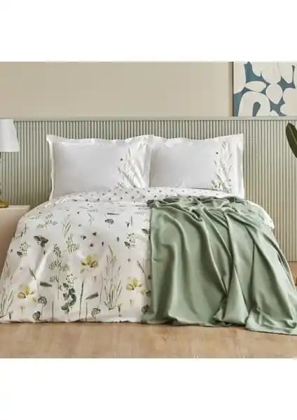 Karaca Home Herbal %100 Pamuk Çift Kişilik Nevresim ve Pike Seti Beyaz