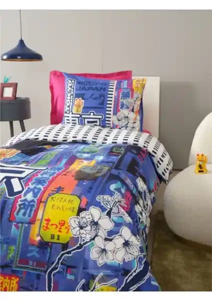 Karaca Home Young Tokyo %100 Pamuk Tek Kişilik Nevresim Takımı Modern ve Şık Tasarım