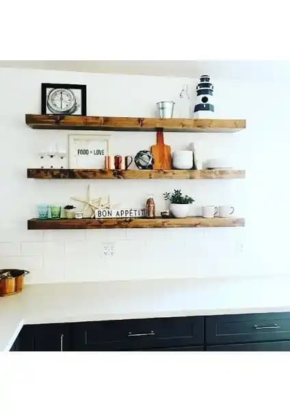 Karaköse Ahşap Çam Masif 3'lü Kitaplık ve Duvar Rafı - Dayanıklı ve Estetik Tasarım