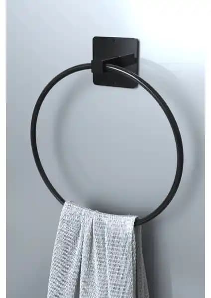 Karteya Siyah Yapışkanlı Yuvarlak Havluluk: Modern ve Pratik Banyo ve Mutfak Çözümü