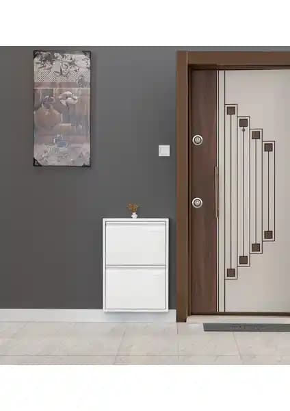 Kaser Beyaz 2'li Metal Ayakkabılık: Dayanıklı ve Şık Depolama Çözümü