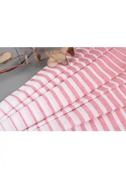 Kayra Export Beyaz-Kırmızı Organik Pamuklu Banyo Havlusu 100x175 cm Sağlıklı ve Emici Kullanım