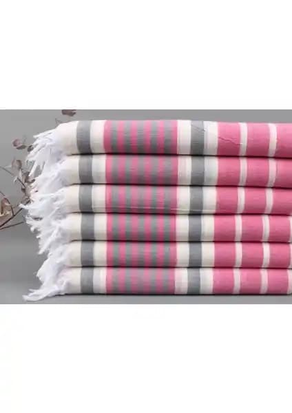 Kayra Export Pembe ve Koyu Gri Çok Amaçlı Pamuk Havlu, Hafif ve Hızlı Kuruyan Tasarım