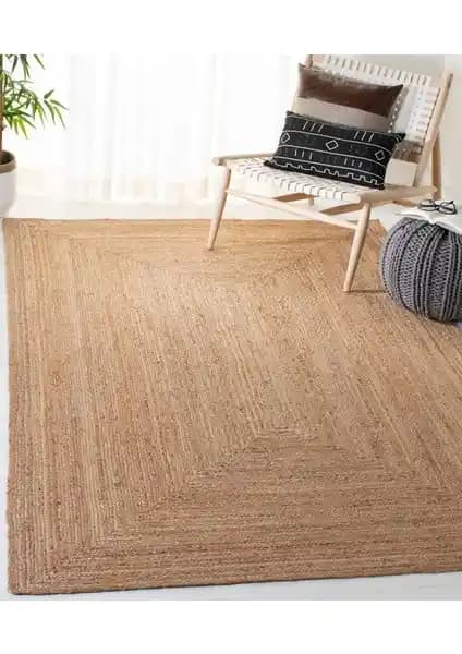 Koza Halı Natura El Dokuma Jüt Halı Modern ve Doğal Dekorasyon İçin Uygun