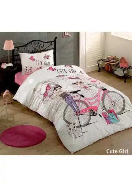 Kristal Cute Girl Tek Kişilik Genç Nevresim Takımı Renkli ve Dayanıklı Tasarım