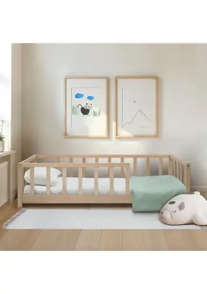 Kukka KFB610 Doğal Ahşap Montessori Çocuk Karyolası Güvenli ve Estetik Tasarım