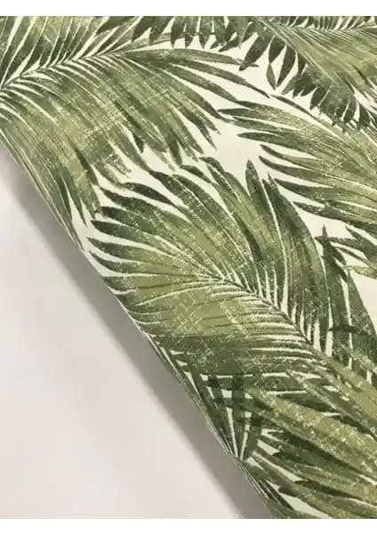 Kumaş Home Yeşil Desenli Duck Bezi Döşemelik Kumaş 180 cm Genişlikli Leke Tutmaz Özelliklerle