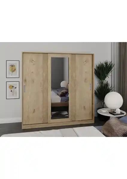 Kzn Home 3 Kapaklı Sürgülü Aynalı Gardrop Modern ve Dayanıklı Depolama Çözümü