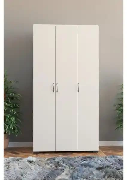KZY Beyaz Suntalam 3 Kapaklı Gardırop: Modern ve Fonksiyonel Depolama Çözümü