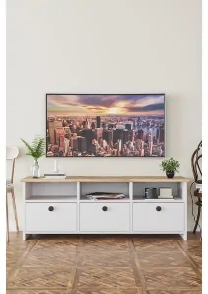 Kzy Mobilya Ahşap Dekoratif TV Ünitesi: Estetik ve Fonksiyonellik Bir Arada