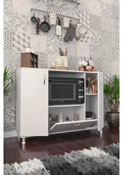 KZY Pier Çok Amaçlı Fırın Dolabı Beyaz: Modern ve Fonksiyonel Mutfağınız İçin Ideal Çözüm