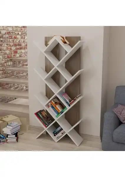 Lagomood Rahle Kitaplık Beyaz Ceviz ile Modern ve Şık Depolama Çözümü