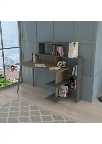 Lagomood Uzay Çalışma Masası Antrasit Ceviz Modern Tasarım ve Fonksiyonellik