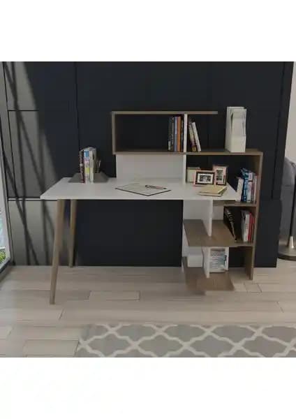 Lagomood Uzay Çalışma Masası Beyaz Ceviz ile Şık ve Fonksiyonel Ofis Dekorasyonu