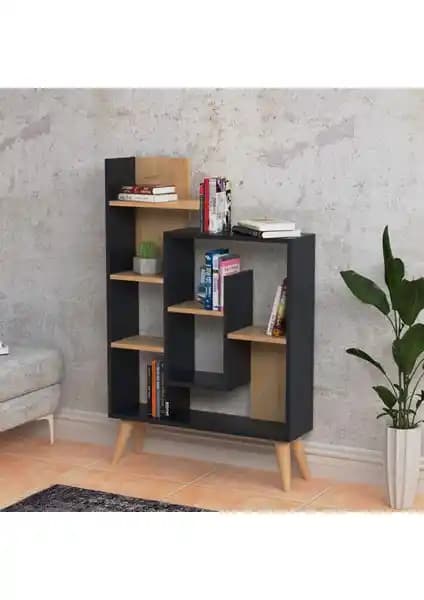 Lagomood Yeni Sally Kitaplık Antrasit Meşe: Modern ve İşlevsel Depolama Çözümü