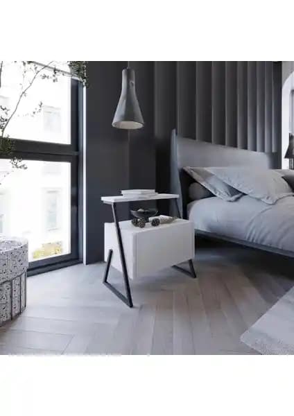 Lagomood Zaman Komodin Beyaz Modern ve Dayanıklı Yatak Odası Dekorasyonu İçin Uygun