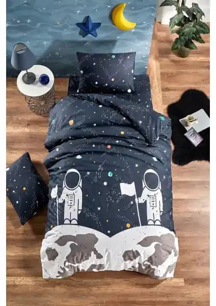 Laliva Çocuk Nevresim Takımı Astronot Temalı Nefes Alabilir ve Dayanıklı Pamuk Kumaş