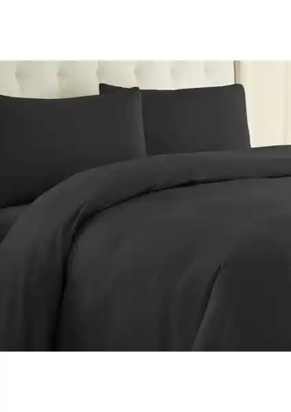 Laliva Siyah Doğal Pamuk Ranforce Çift Kişilik Nevresim Takımı Sağlıklı ve Konforlu Uyku İçin