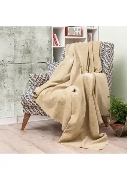 Latuda Şönil Jakarlı Desenli Kaymaz Koltuk Şalı 175x215 cm Ev Dekorasyonu İçin Uygun