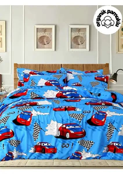 Lotusline Araba Desenli Ranforce Tek Kişilik Nevresim Takımı - Modern ve Şık Tasarım