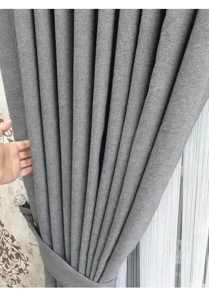 Lüks Gri Blackout Keten Perde: Modern ve Rustik Tasarım ile Işık Kontrolü