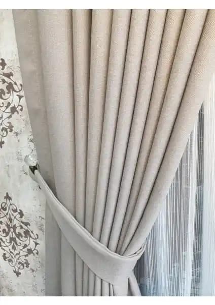 Lüks House Bej Blackout Keten Fon Perde: Modern ve Rustik Dekorasyon İçin Uygun Çözüm