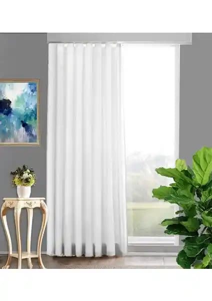 Lüks House Saten Beyaz Güneşlik Perde: Şık ve Dayanıklı Modern Dekorasyon Parçası